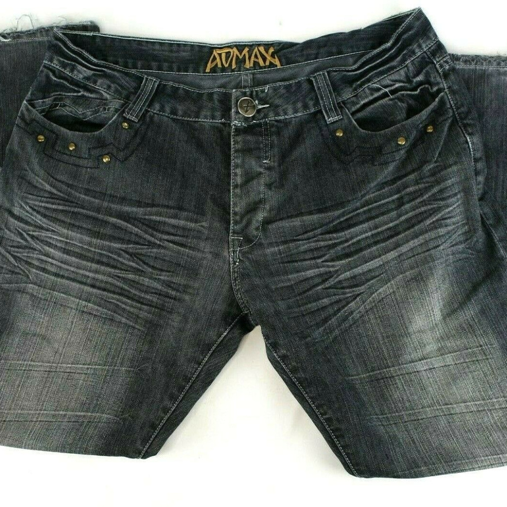 Admax Mens Vintage Distressed Button Fly Jeans